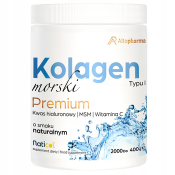 ALTO PHARMA KOLAGEN MORSKI PREMIUM, KWAS HIALURONOWY, MSM, WITAMINA C, 400g