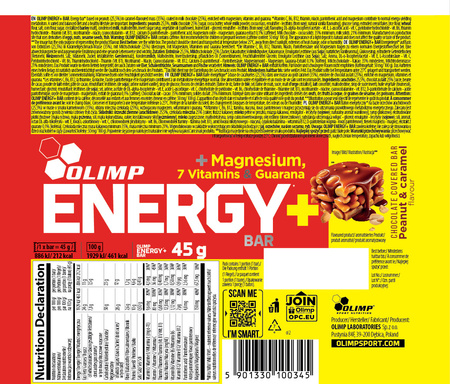 BATON PROTEINOWY OLIMP ENERGY+ BAR 45 g karmelowo-orzechowy