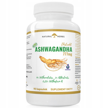 Kapsułki ashwagandha Natural Herbs 777 mg 90 szt. bezglutenowe wegańskie