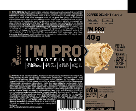 OLIMP BATON PROTEINOWY I'M PRO PROTEIN BAR KAWOWY 40g
