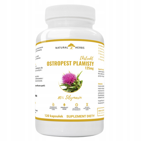 OSTROPEST PLAMISTY EKSTRAKT 80% SYLIMARYNY 125 mg 120 KAPSUŁEK