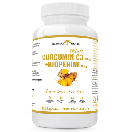 CURCUMIN C3 500mg BIOPERINE 10mg 120 kapsułek