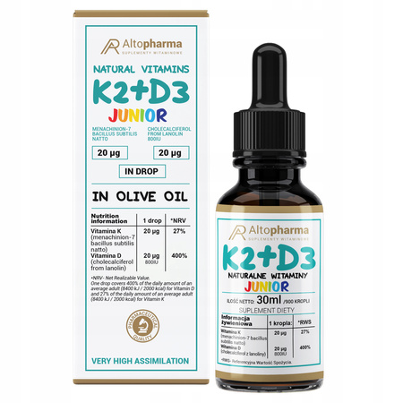 ALTO PHARMA WITAMINY K2+D3 JUNIOR KROPLE 30ml
